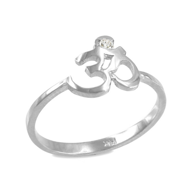 Dainty Gold Om (aum) Diamond Ring ( Available in Yellow/Rose/White Gold)