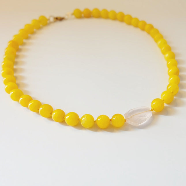 Rose Quartz Yellow Candy Necklace