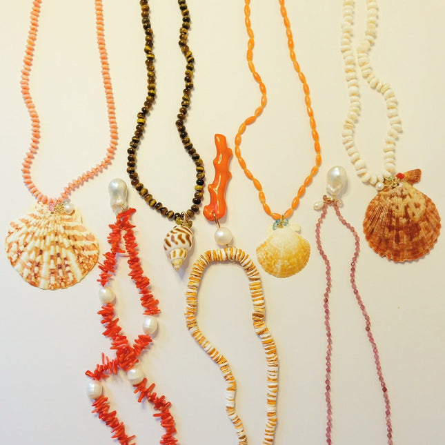 Tiger's Eye Seashell Charm Pendant