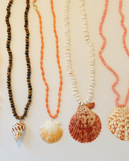 Spiny Oyster Shell Necklace with Coral and Pearl Charm