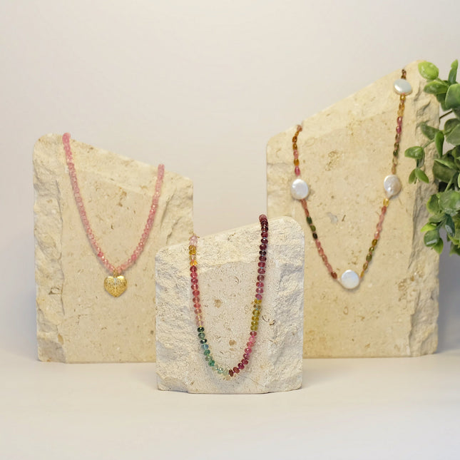 Watermelon Tourmaline Necklace 14K Gold