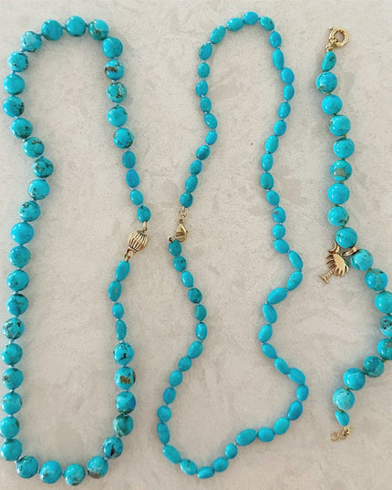 14K Gold Kingman Turquoise Necklace