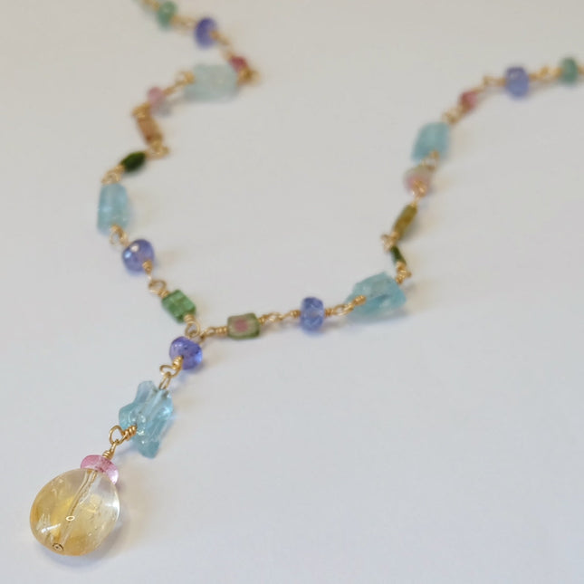 Lariat Necklace with Gemstones