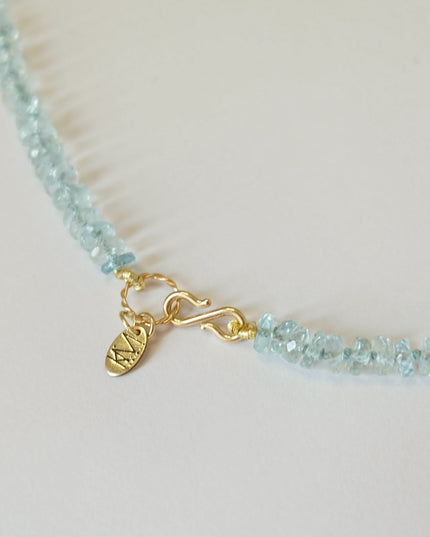 Aquamarine Beaded Candy Necklace 14K Gold