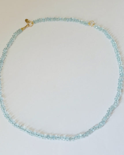 Aquamarine Beaded Candy Necklace 14K Gold