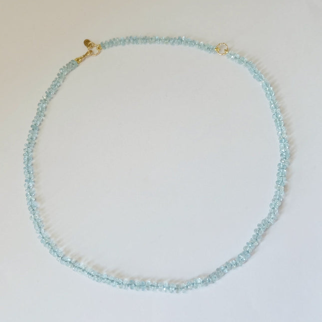 Aquamarine Beaded Candy Necklace 14K Gold