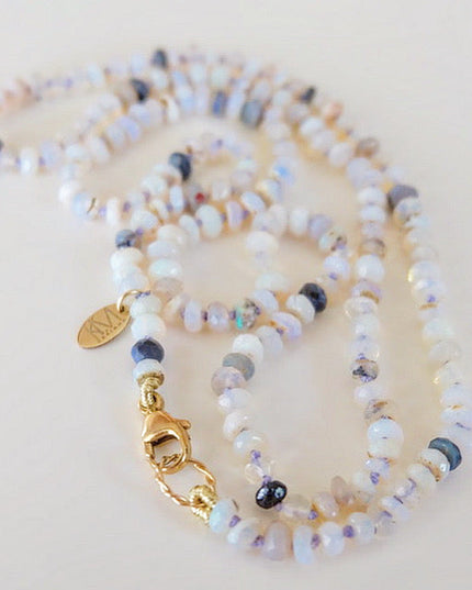 Australian Opal Bead Necklace 14K Gold