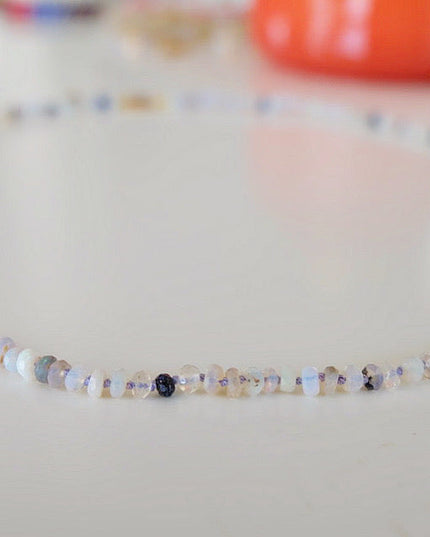 Australian Opal Bead Necklace 14K Gold