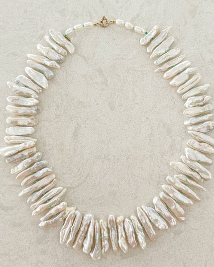 Biwa Pearl Necklace 14K Gold