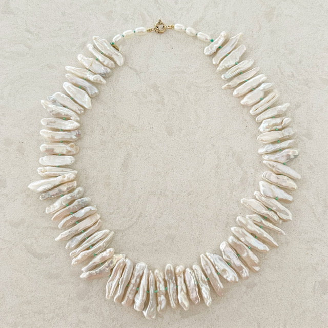 Biwa Pearl Necklace 14K Gold