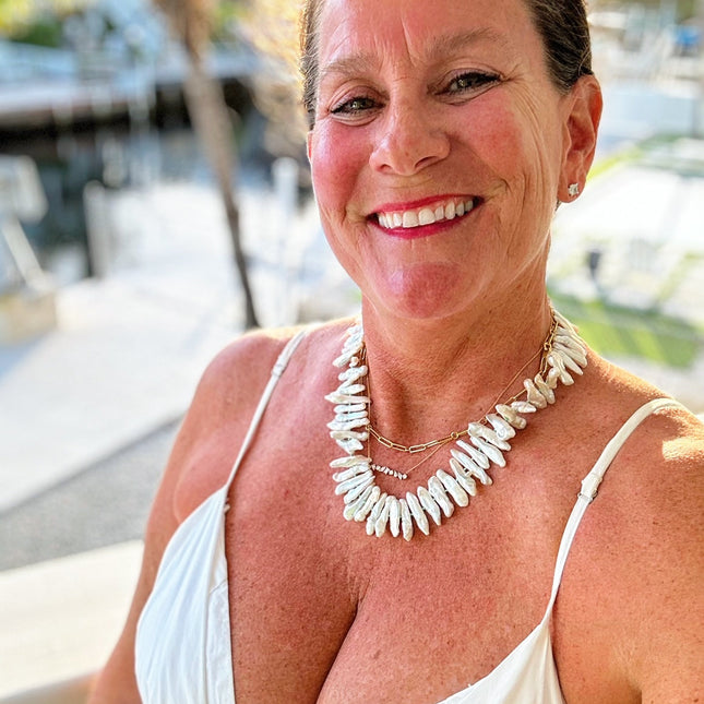 Biwa Pearl Necklace 14K Gold