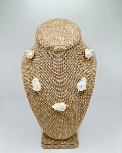 Gold Chain Pearl Necklace
