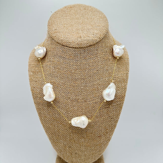 Gold Chain Pearl Necklace