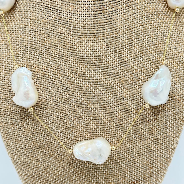 Gold Chain Pearl Necklace