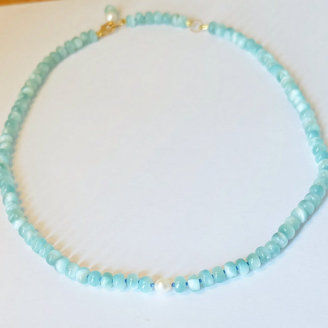 Green Moonstone Pearl Necklace