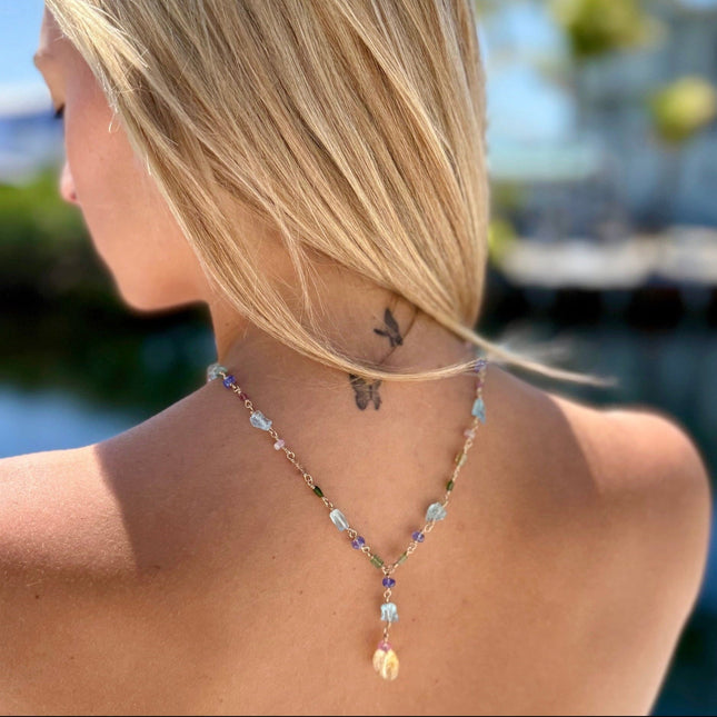 Lariat Necklace with Gemstones