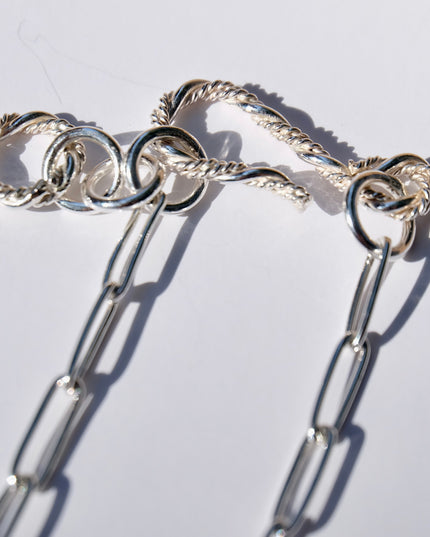 Sterling Silver Paperclip Necklace with Turquoise