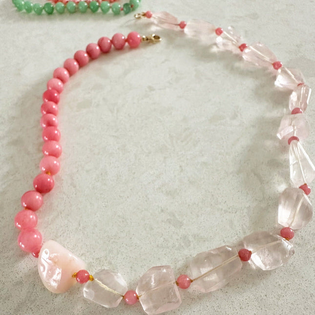 Rose Quartz Pink Opal Morganite Necklace