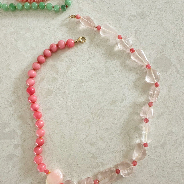 Rose Quartz Pink Opal Morganite Necklace