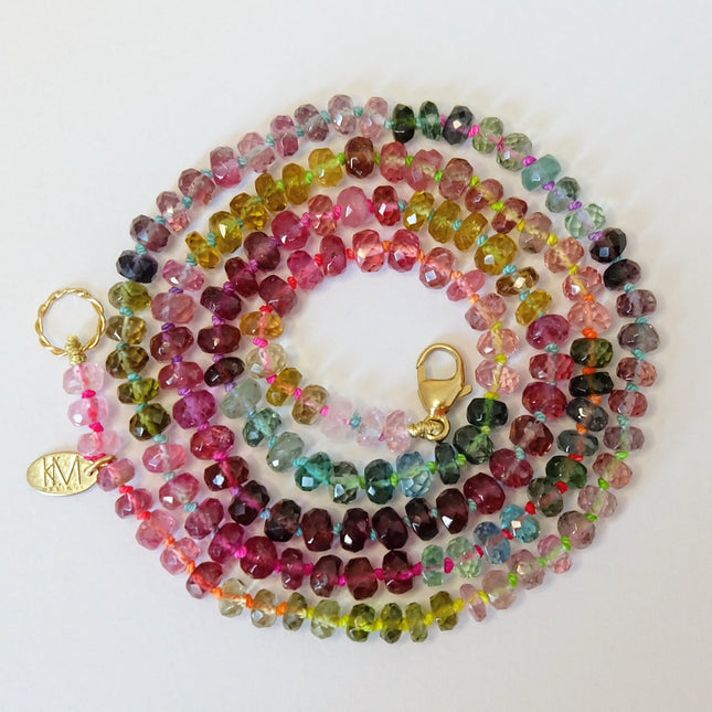 Watermelon Tourmaline Necklace 14K Gold