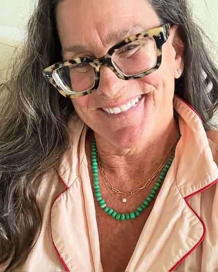 Chrysoprase Beaded Candy Necklace 14K Gold